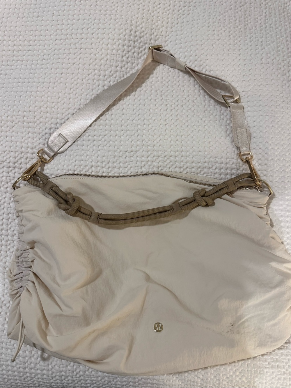 lululemon athletica Cream Shoulder Bag with Tan Trim and Gold Hardware - Picture 2 of 8